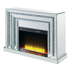 ACME 90523 Noralie Fireplace, Mirrored & Faux Diamonds