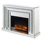 ACME 90523 Noralie Fireplace, Mirrored & Faux Diamonds