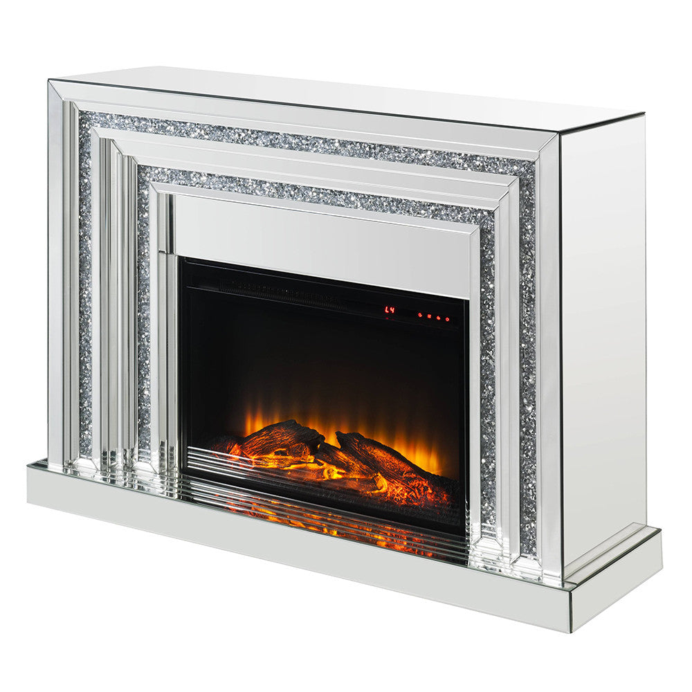 ACME 90523 Noralie Fireplace, Mirrored & Faux Diamonds