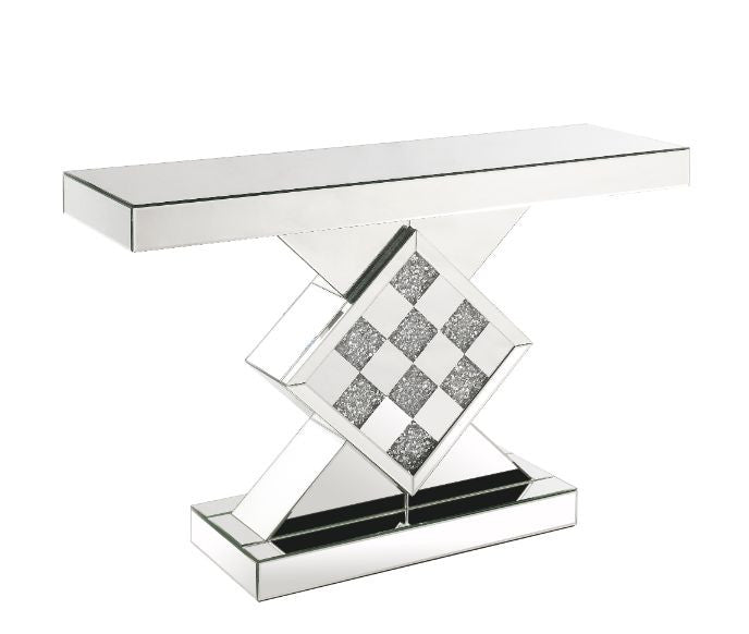 ACME 90622 Noralie Console Table, Mirrored & Faux Diamonds