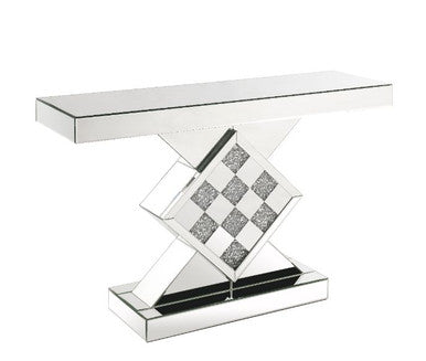 ACME 90622 Noralie Console Table, Mirrored & Faux Diamonds
