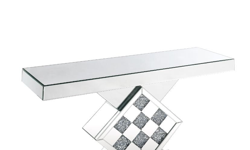 ACME 90622 Noralie Console Table, Mirrored & Faux Diamonds