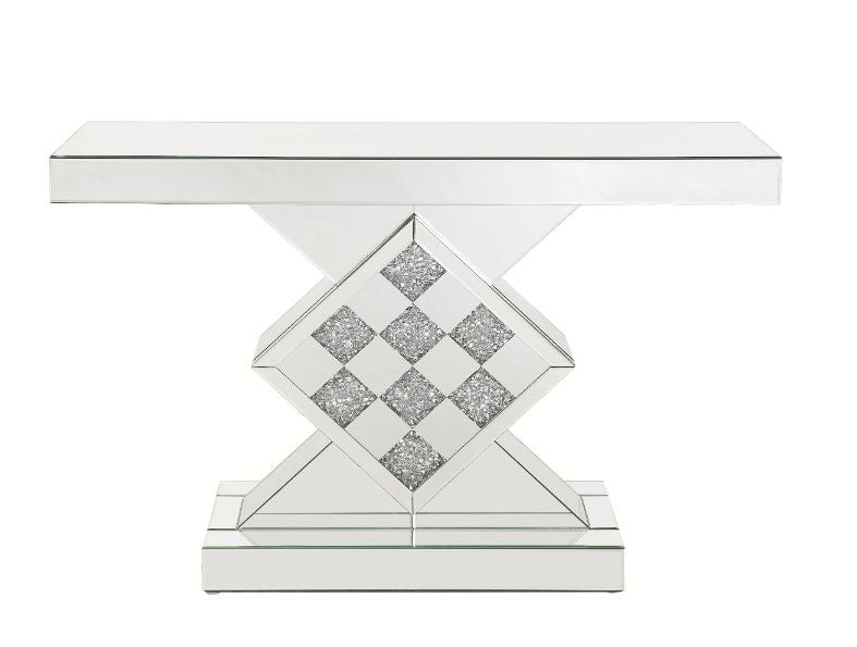 ACME 90622 Noralie Console Table, Mirrored & Faux Diamonds