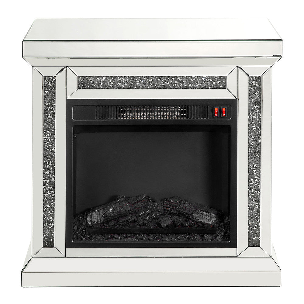 ACME 90862 Noralie Fireplace, Mirrored & Faux Diamonds