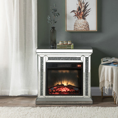 ACME 90862 Noralie Fireplace, Mirrored & Faux Diamonds