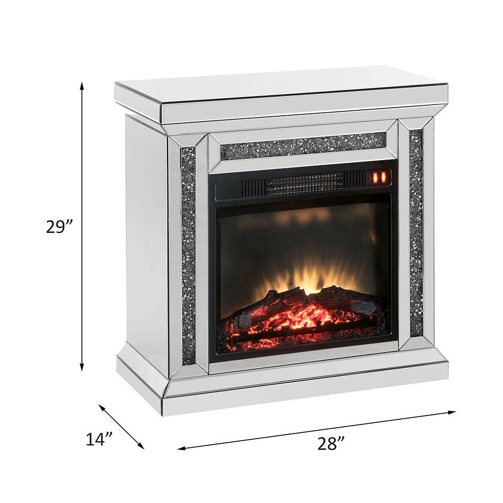 ACME 90862 Noralie Fireplace, Mirrored & Faux Diamonds