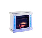 ACME 90864 Noralie Fireplace, LED, Mirrored & Faux Diamonds