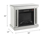 ACME 90864 Noralie Fireplace, LED, Mirrored & Faux Diamonds