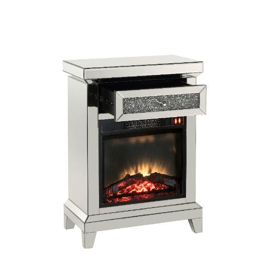 ACME 90866 Noralie Fireplace, Mirrored & Faux Diamonds