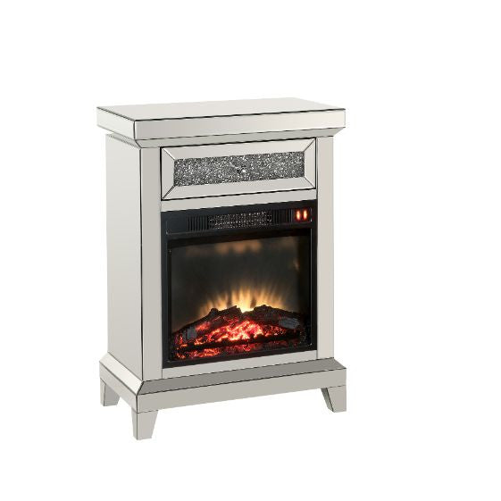 ACME 90866 Noralie Fireplace, Mirrored & Faux Diamonds