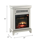 ACME 90866 Noralie Fireplace, Mirrored & Faux Diamonds