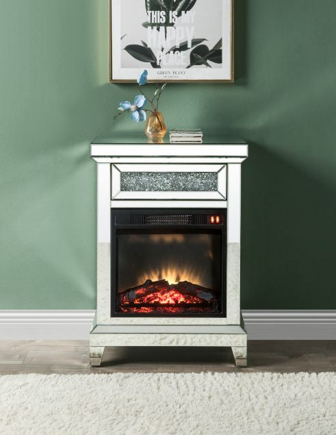 ACME 90866 Noralie Fireplace, Mirrored & Faux Diamonds