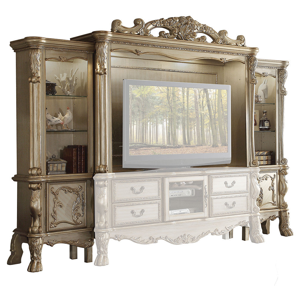 ACME 91330 Dresden Entertainment Center, Gold Patina & Bone (1Set/3Ctn)