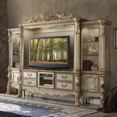 ACME 91330 Dresden Entertainment Center, Gold Patina & Bone (1Set/3Ctn)