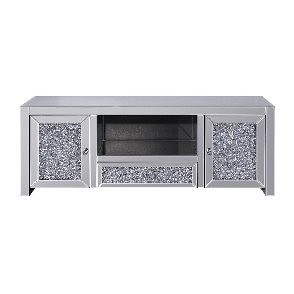ACME 91450 Noralie TV Stand, Mirrored & Faux Diamonds
