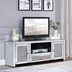 ACME 91450 Noralie TV Stand, Mirrored & Faux Diamonds