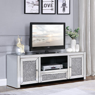 ACME 91450 Noralie TV Stand, Mirrored & Faux Diamonds