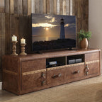 ACME 91500 Aberdeen TV Stand, Retro Brown Top Grain Leather