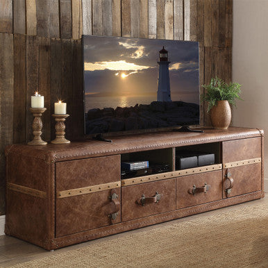 ACME 91500 Aberdeen TV Stand, Retro Brown Top Grain Leather