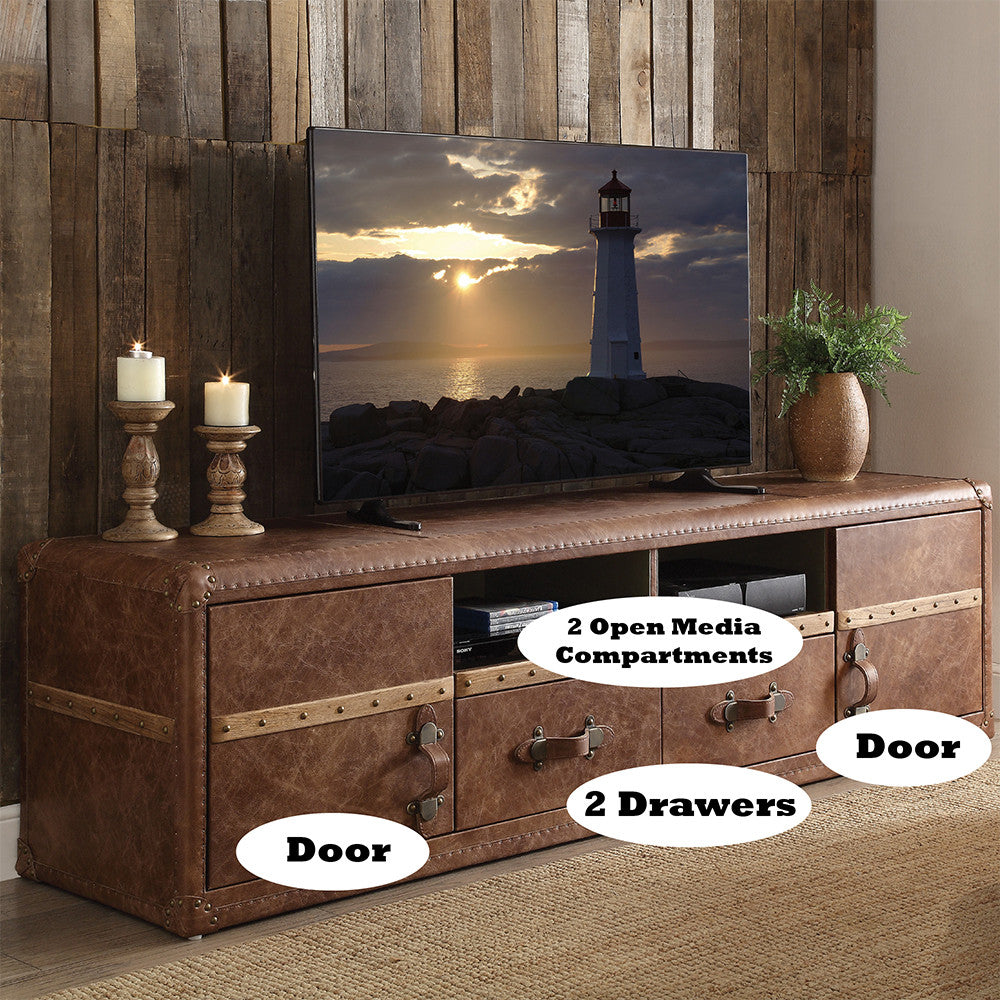 ACME 91500 Aberdeen TV Stand, Retro Brown Top Grain Leather