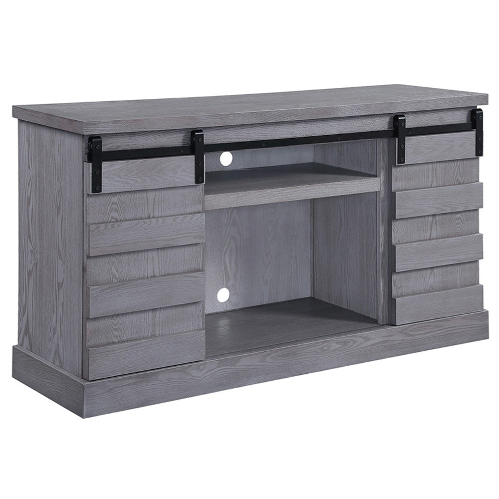 ACME 91616 Amrita TV Stand with Fireplace, Gray Oak
