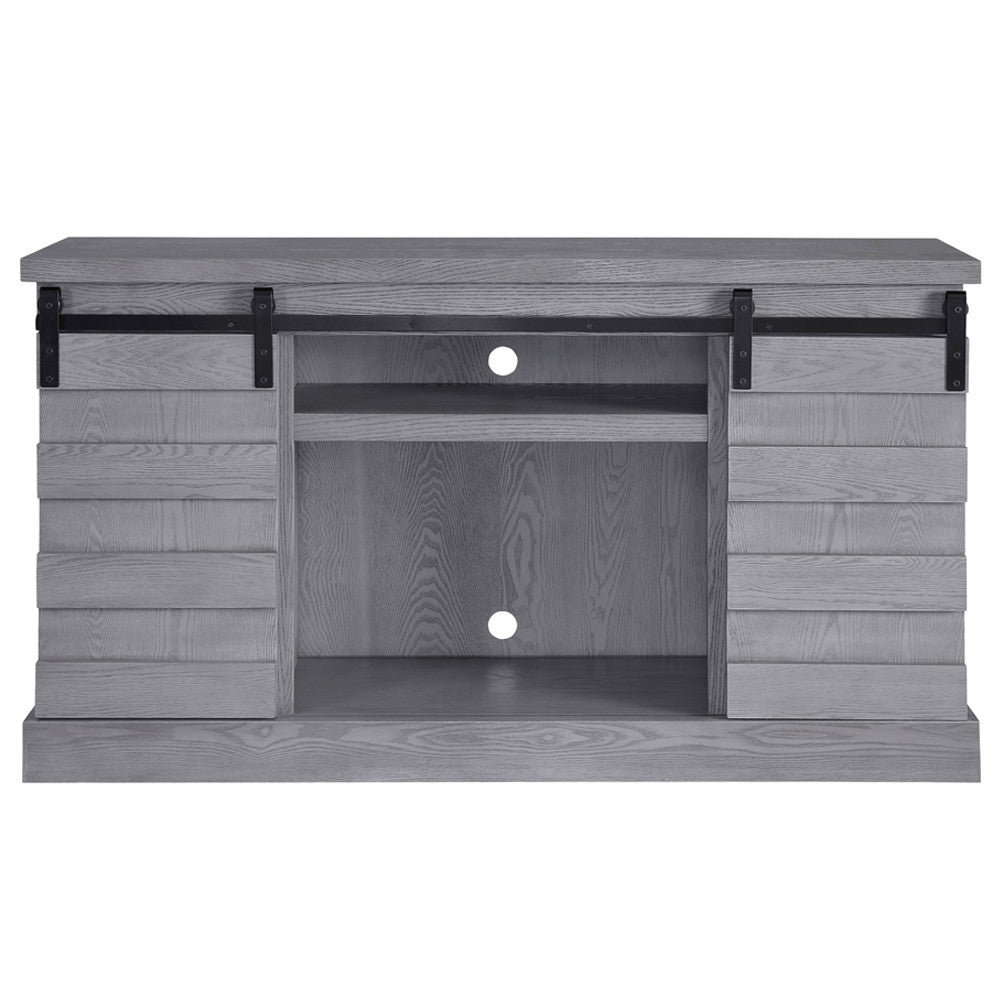 ACME 91616 Amrita TV Stand with Fireplace, Gray Oak