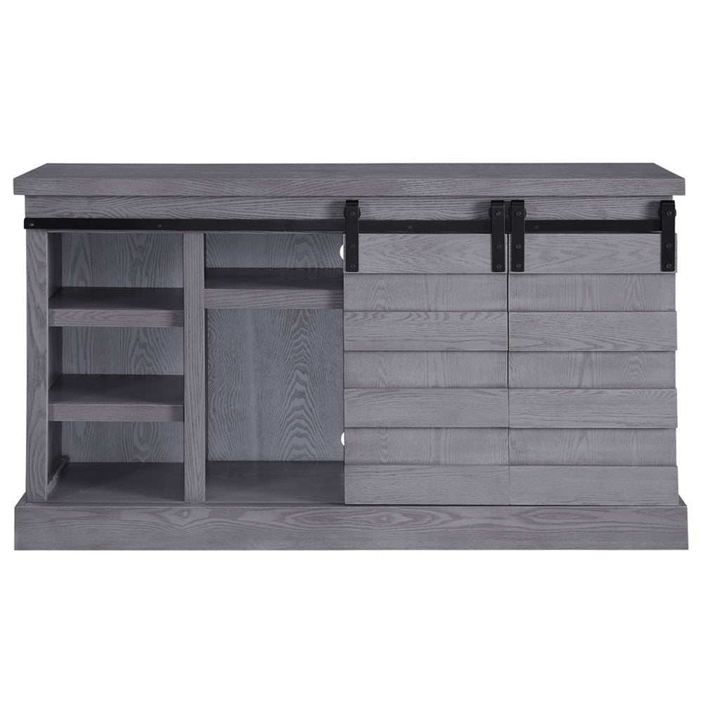 ACME 91616 Amrita TV Stand with Fireplace, Gray Oak