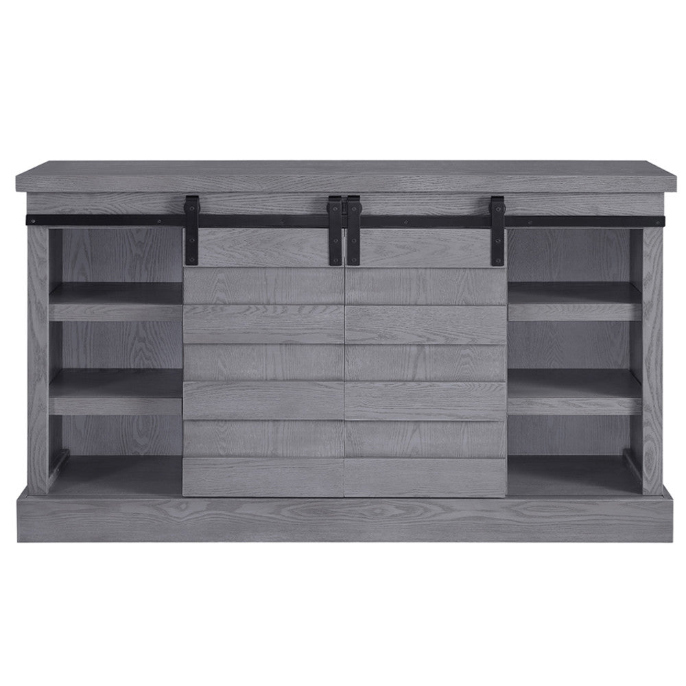 ACME 91616 Amrita TV Stand with Fireplace, Gray Oak