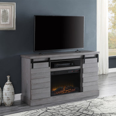 ACME 91616 Amrita TV Stand with Fireplace, Gray Oak