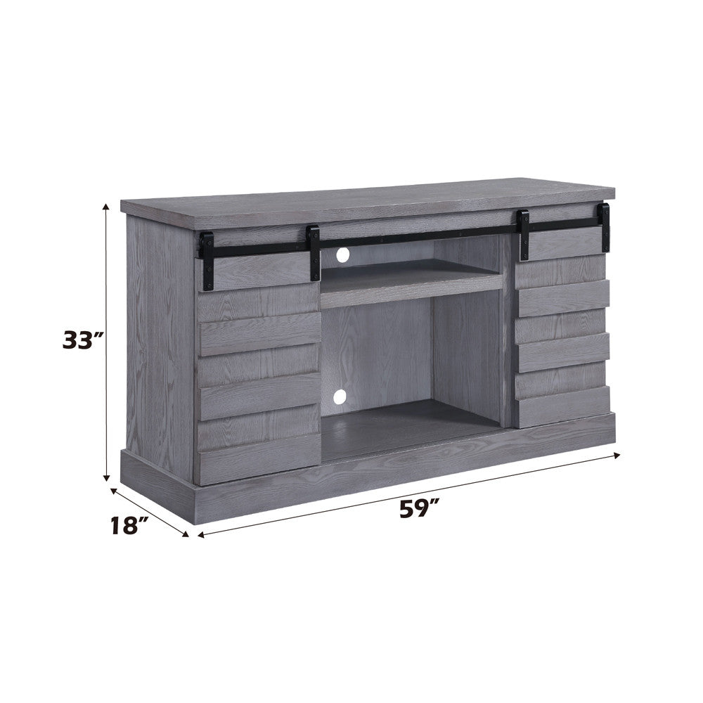 ACME 91616 Amrita TV Stand with Fireplace, Gray Oak