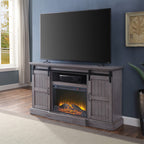 ACME 91618 Admon TV Stand with Fireplace, Gray Oak