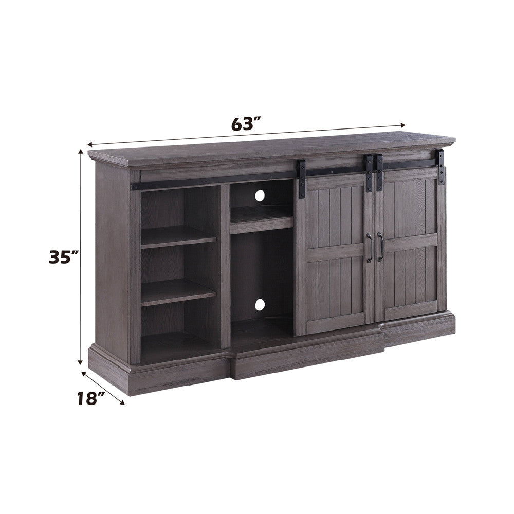 ACME 91618 Admon TV Stand with Fireplace, Gray Oak