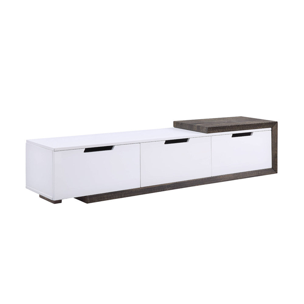 ACME 91680 Orion TV Stand, White High Gloss & Rustic Oak