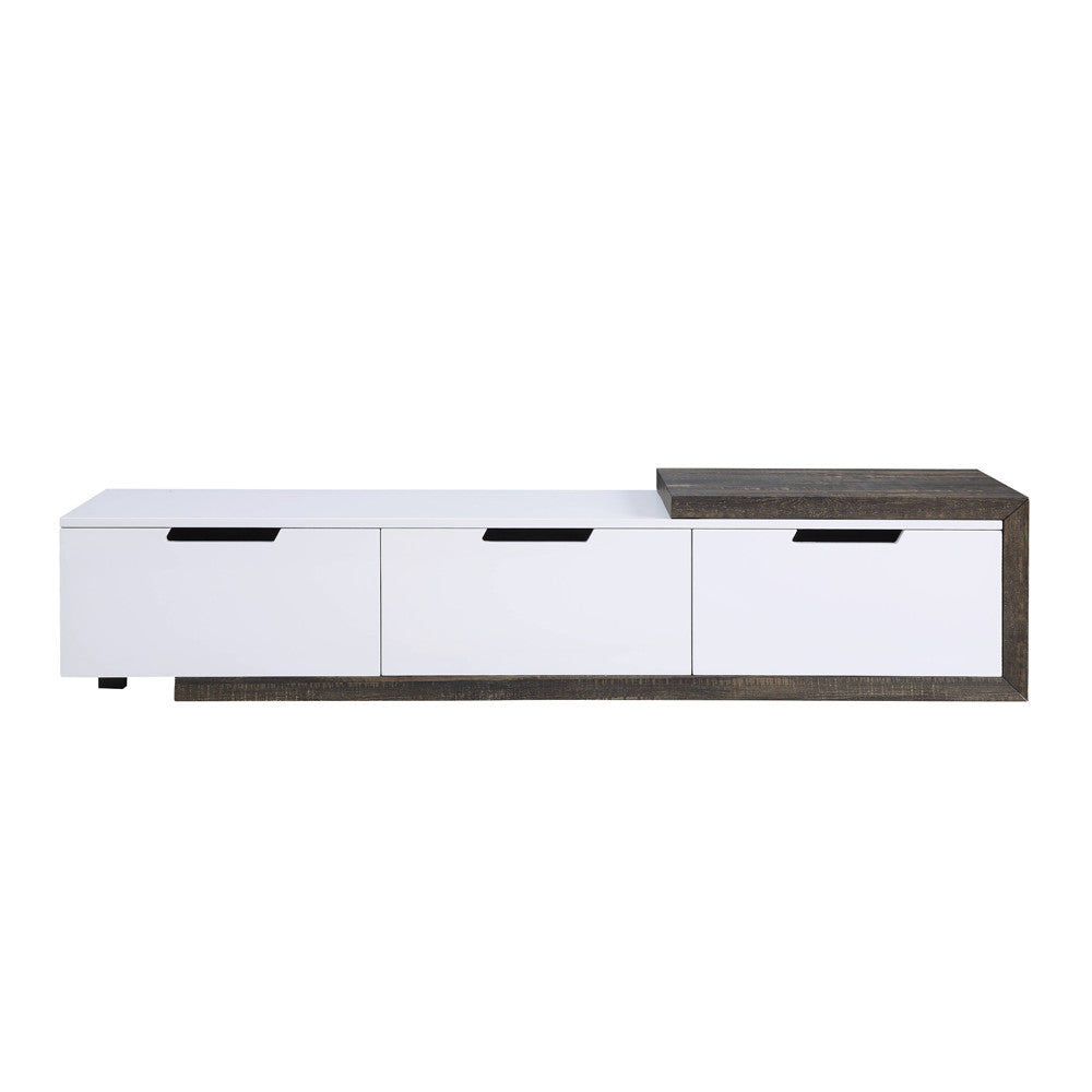 ACME 91680 Orion TV Stand, White High Gloss & Rustic Oak