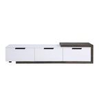 ACME 91680 Orion TV Stand, White High Gloss & Rustic Oak