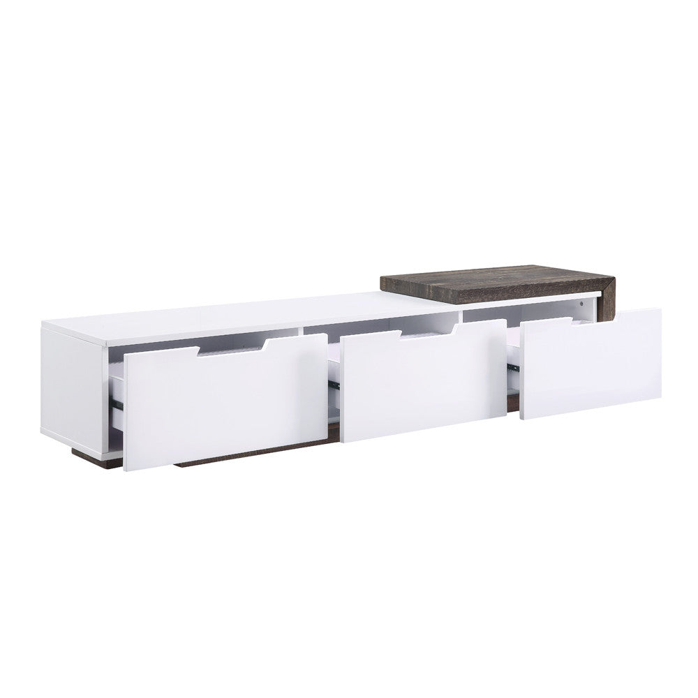 ACME 91680 Orion TV Stand, White High Gloss & Rustic Oak