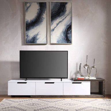 ACME 91680 Orion TV Stand, White High Gloss & Rustic Oak