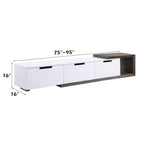 ACME 91680 Orion TV Stand, White High Gloss & Rustic Oak