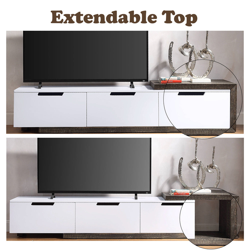 ACME 91680 Orion TV Stand, White High Gloss & Rustic Oak
