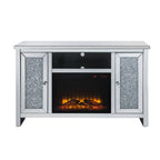ACME 91775 Noralie TV Stand with Fireplace, Mirrored & Faux Diamonds