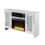 ACME 91775 Noralie TV Stand with Fireplace, Mirrored & Faux Diamonds