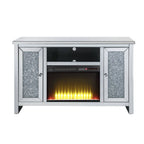 ACME 91775 Noralie TV Stand with Fireplace, Mirrored & Faux Diamonds