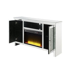 ACME 91775 Noralie TV Stand with Fireplace, Mirrored & Faux Diamonds