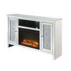 ACME 91775 Noralie TV Stand with Fireplace, Mirrored & Faux Diamonds