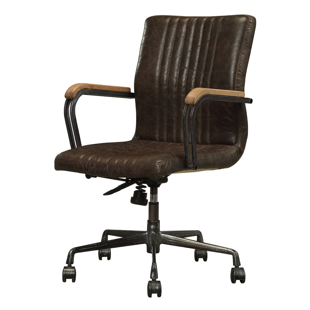 ACME 92028 Joslin Executive Office Chair, Distress Chocolate Top Grain Leather