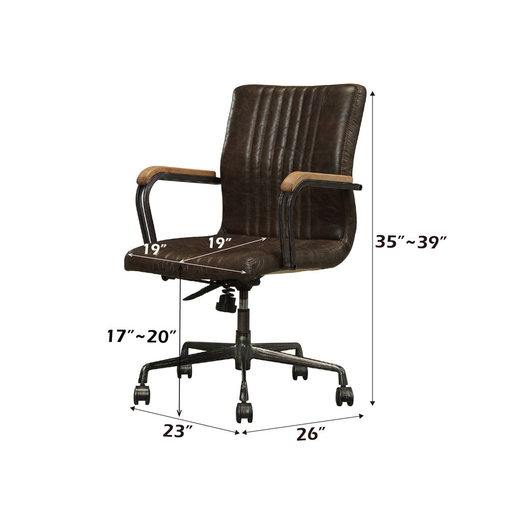 ACME 92028 Joslin Executive Office Chair, Distress Chocolate Top Grain Leather