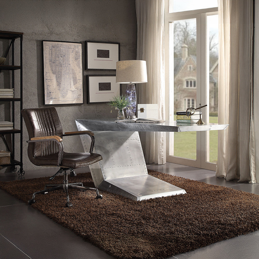 ACME 92028 Joslin Executive Office Chair, Distress Chocolate Top Grain Leather
