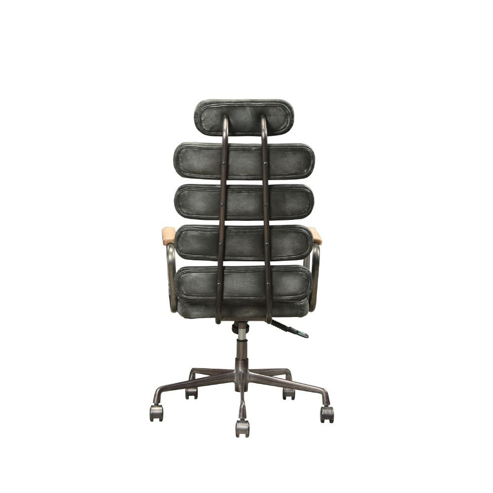 ACME 92107 Calan Executive Office Chair, Vintage Black Top Grain Leather