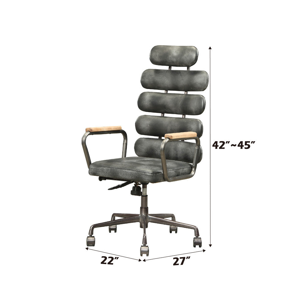 ACME 92107 Calan Executive Office Chair, Vintage Black Top Grain Leather