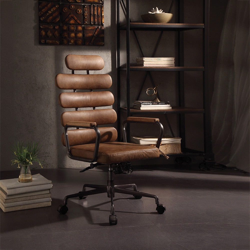 ACME 92108 Calan Executive Office Chair, Retro Brown Top Grain Leather